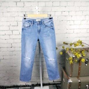 Driftwood Colette Destroyed Straight Leg Crop Jeans Light Wash Size 26